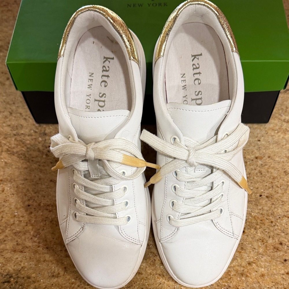 Kate Spade Women's Sneakers in White with Gold Accents